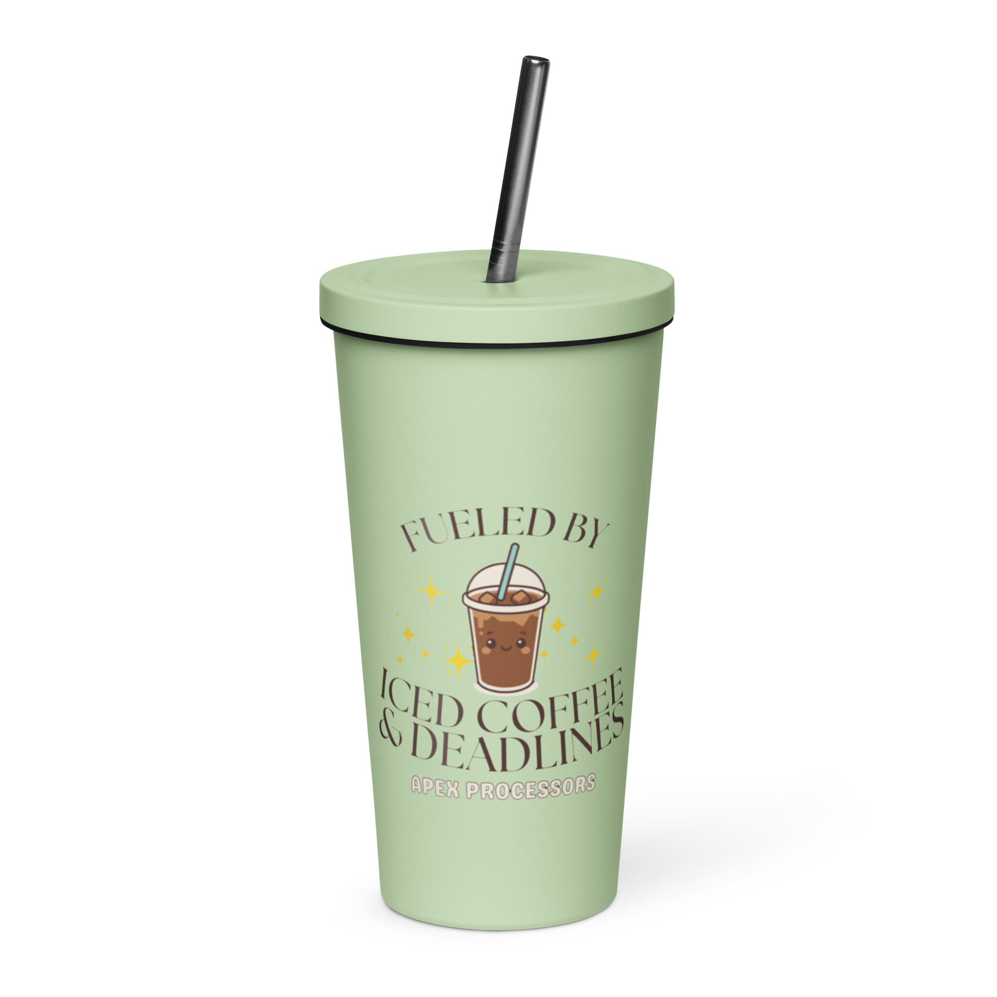Insulated tumbler with a straw
